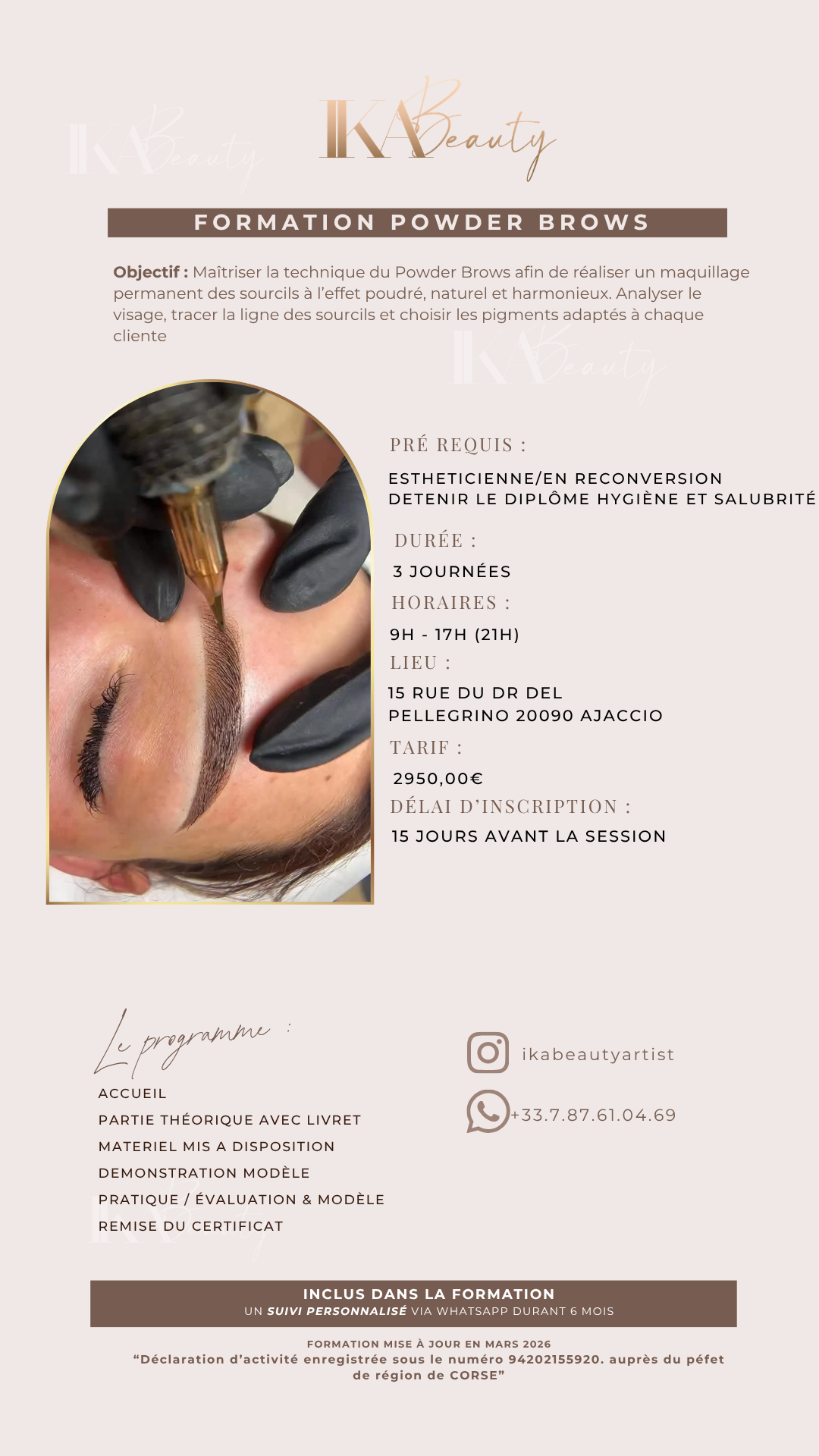 Formation Powder Brows - pratique en cabinet